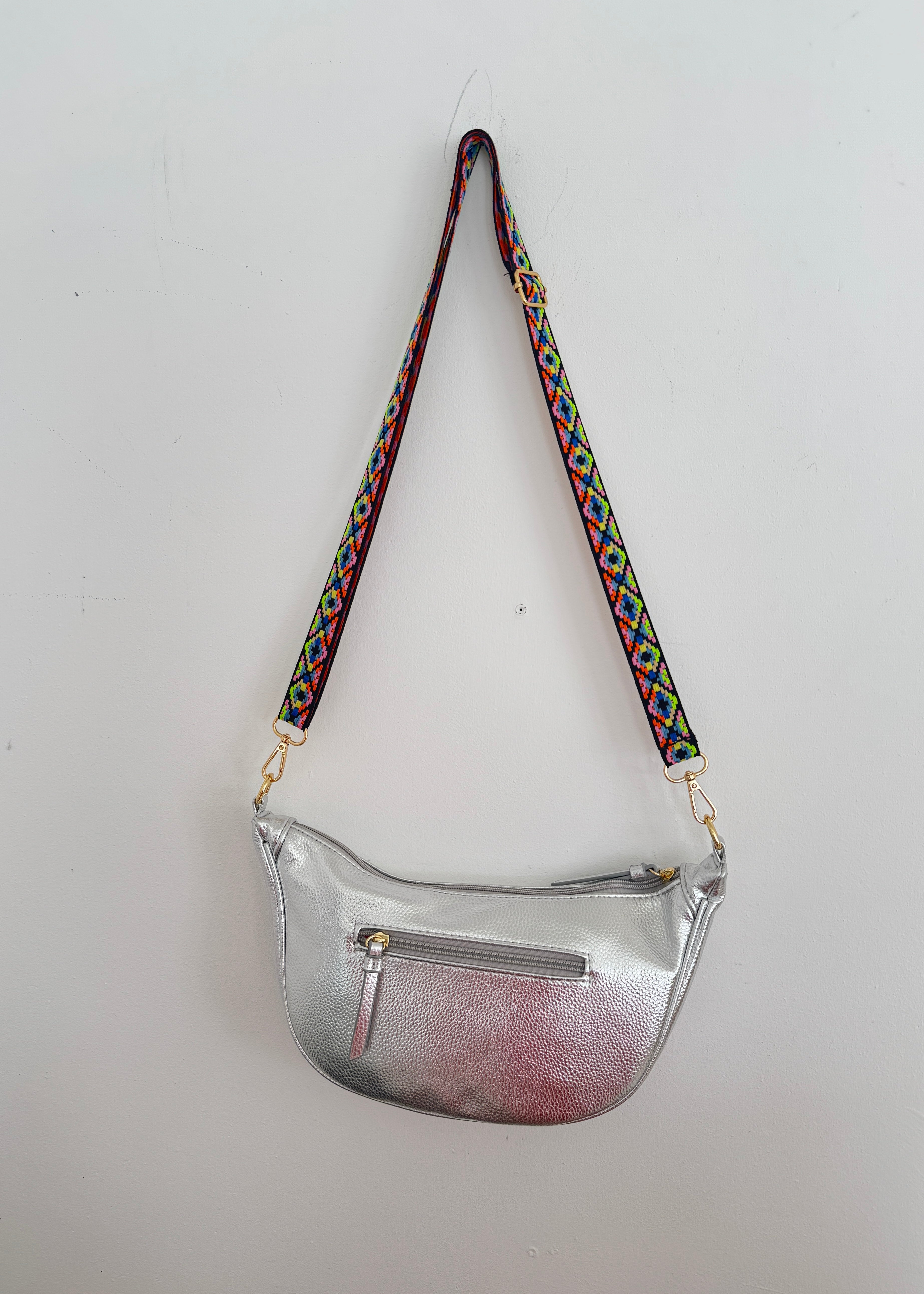 ★NlCK&NLCOLE★ CRYSTAL NYLON MULTI WAY BAG_SILVER Silver Crystal-Embellished Hobo Bag - CHARLES & KEITH DE