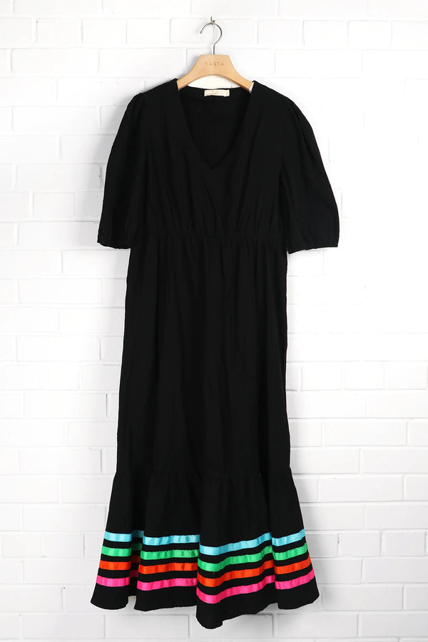 Black Rainbow hem cotton dress