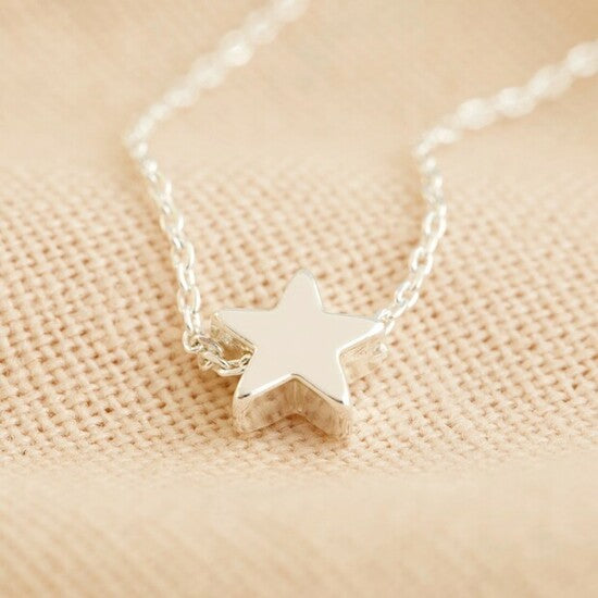 Silver Single Star charm necklace
