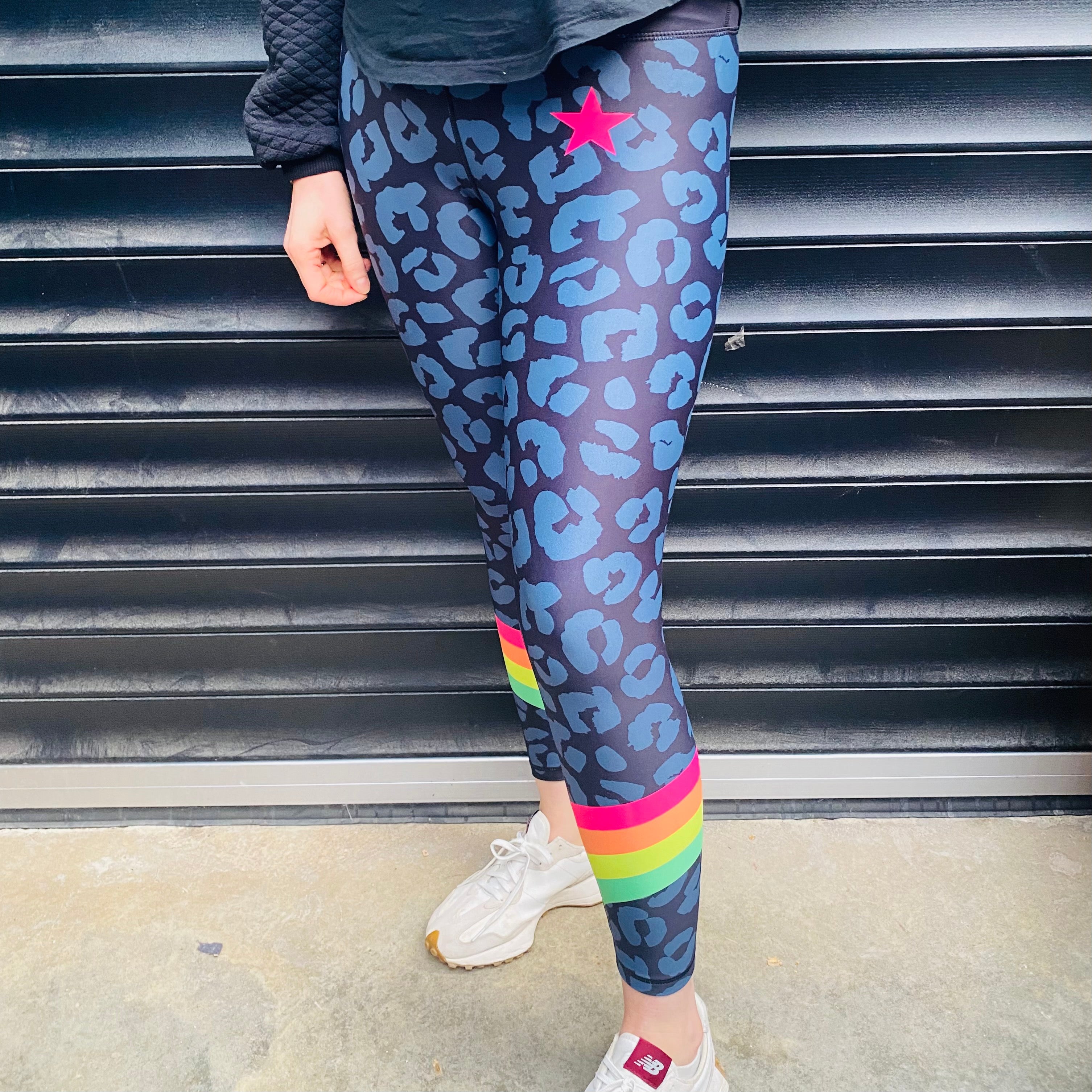 Neon Marl BLACK LEOPARD RAINBOW gym leggings