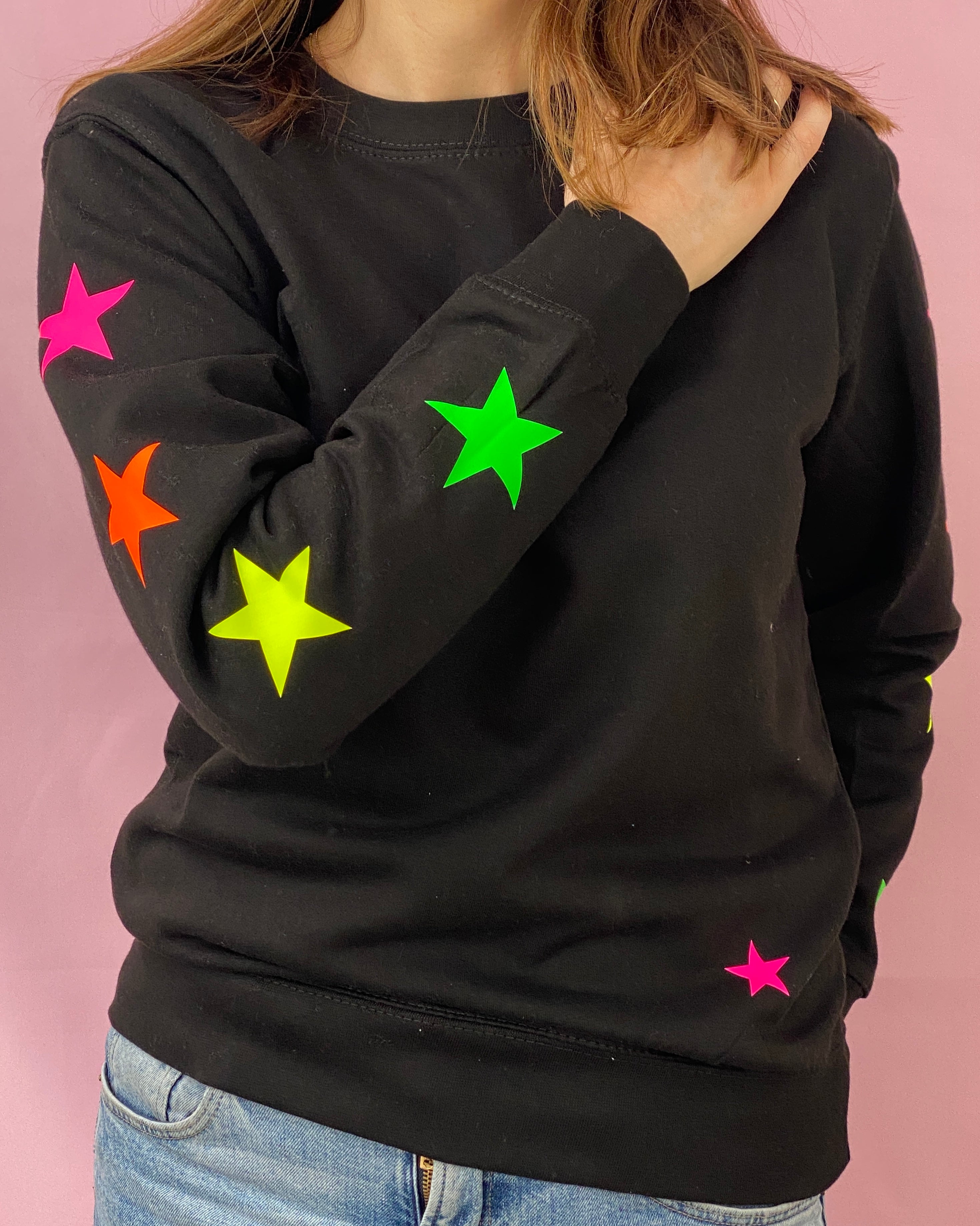 Neon Pink and Silver Tiger Star Sweatshirt