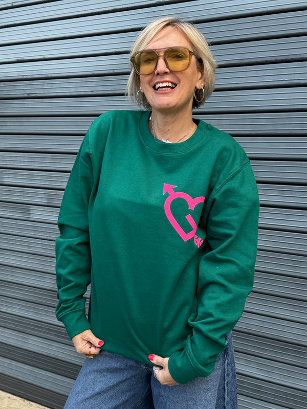 Rainforest Green CUPID HEART sweatshirt