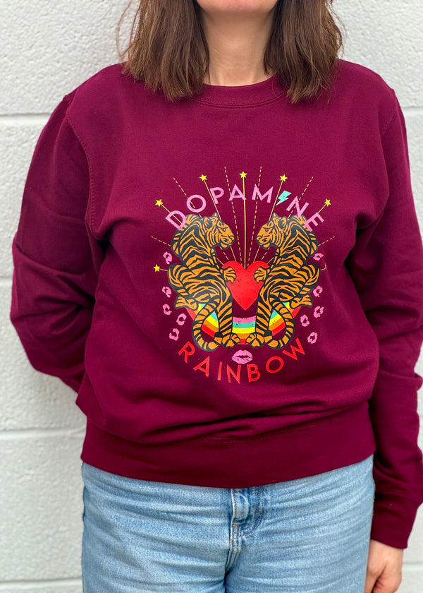 Burgundy Dopamine Rainbow Sweatshirt