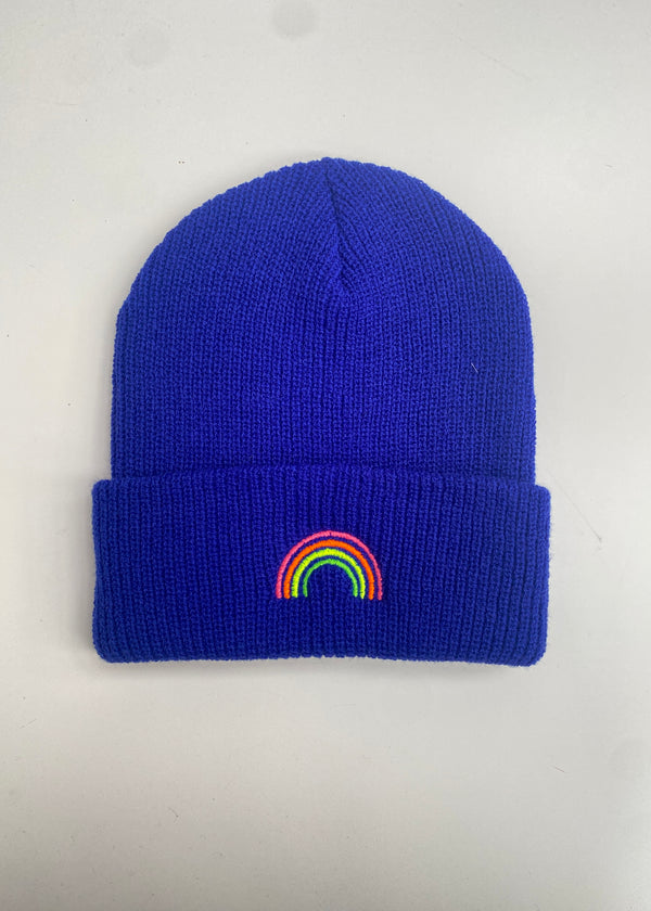 Royal Blue Rainbow beanie hat
