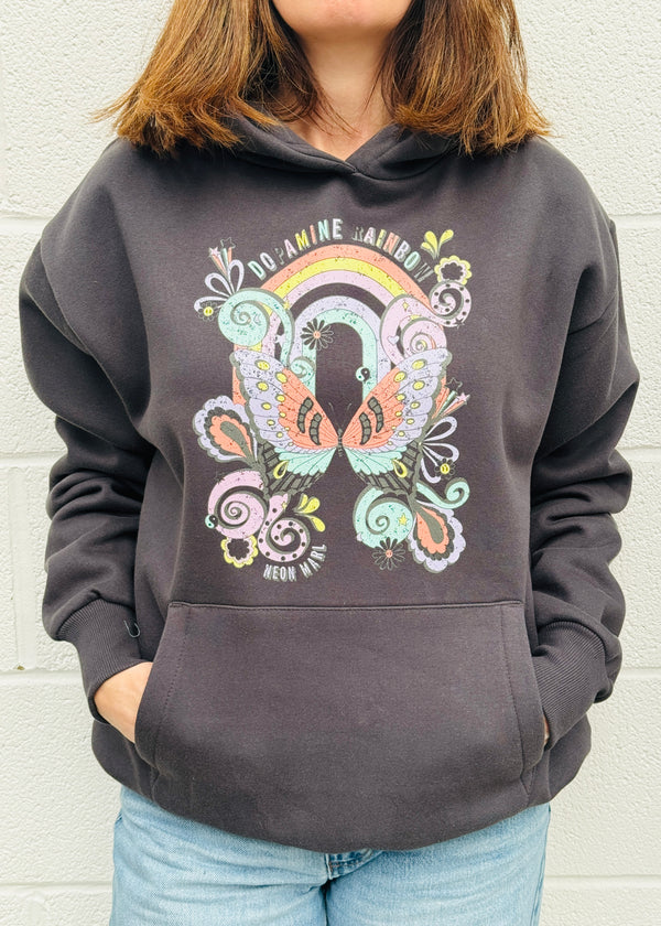 CHARCOAL DOODLE BUTTERFLY Heavyweight hoodie