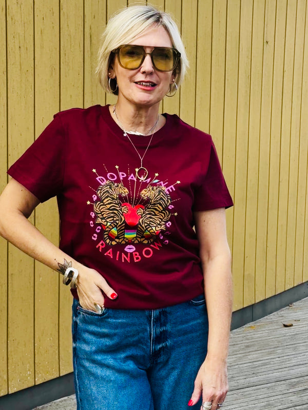 Burgundy Dopamine Rainbow t shirt