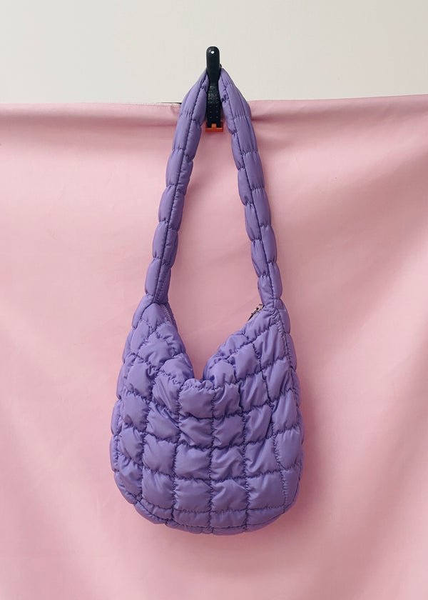 Lilac quilted cloud shoulder bag