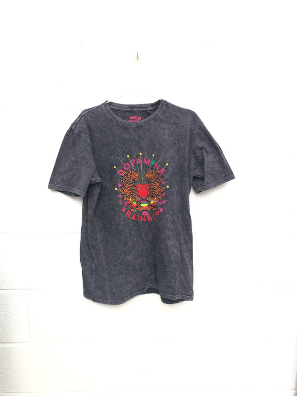 Item 139 Black DOPAMINE RAINBOW Stonewash T-Shirt Size S