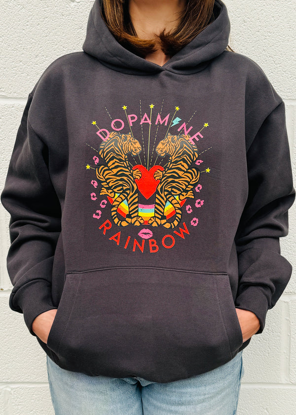 CHARCOAL DOPAMINE RAINBOW Heavyweight Hoodie