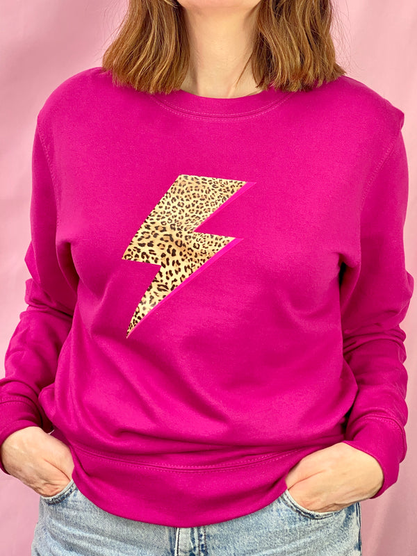 Magenta Leopard Bolt Flash sweatshirt