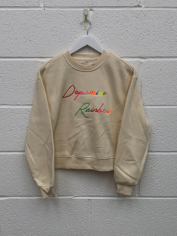 Milkshake Embroidered DOPAMINE RAINBOW Sweatshirt Size XS