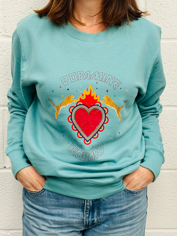 Sea blue DOPAMINE LEOPARD sweatshirt