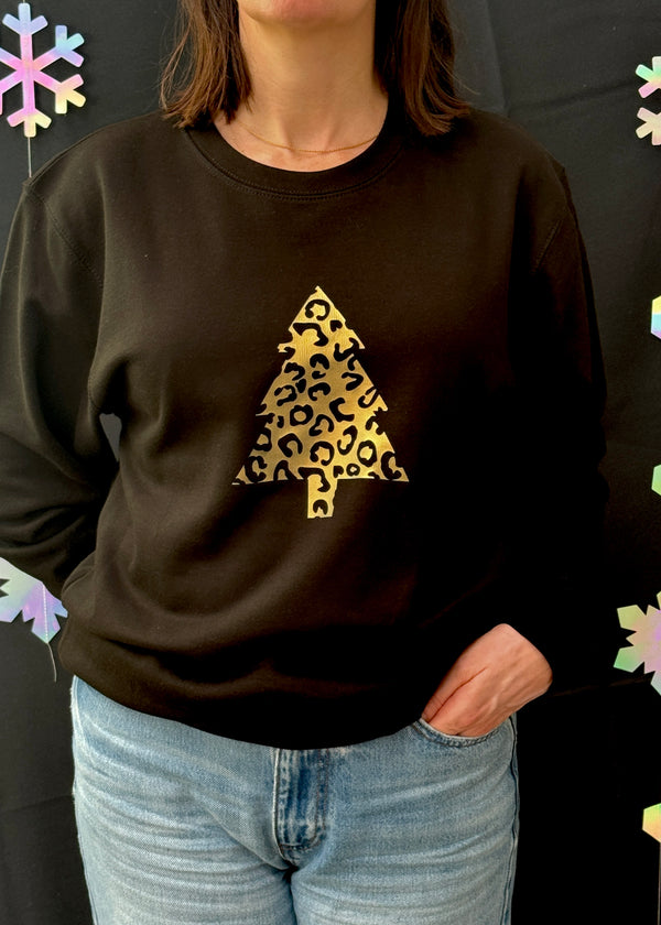 Christmas Black LEOPARD XMAS TREE sweatshirt