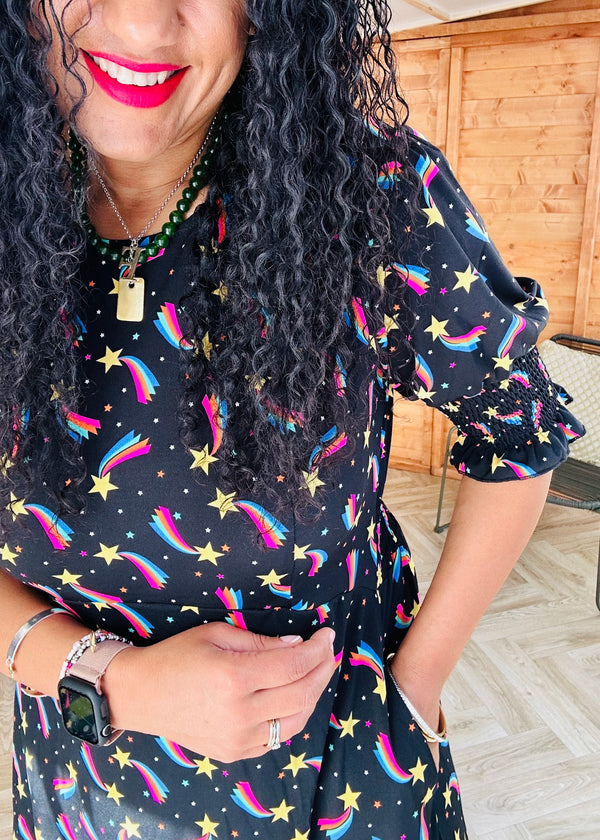 Rainbow Shooting Star midi dress