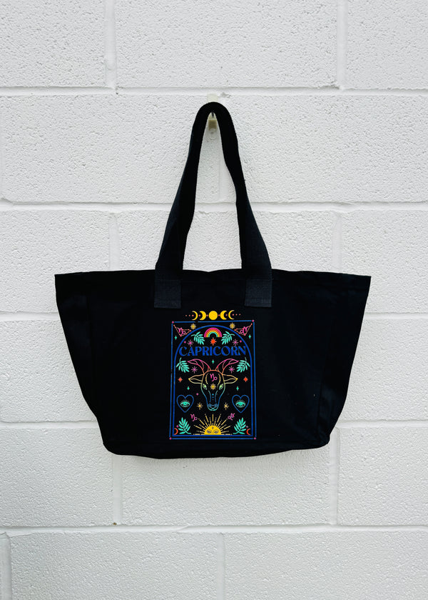 Capricorn Rainbow Zodiac Tote Bag