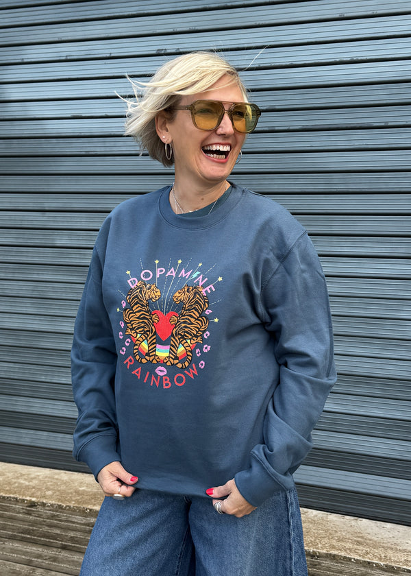 Airforce Blue Dopamine Rainbow Sweatshirt