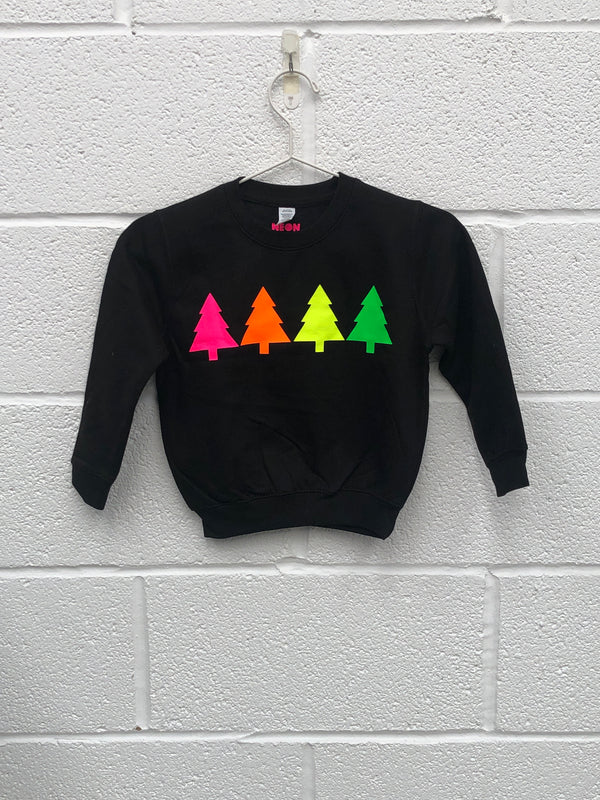 Item 105 Black MULTI NEON TREES Sweatshirt Age 5-6