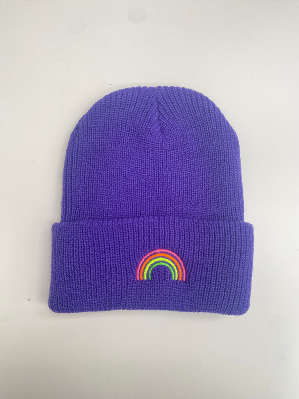 Purple Rainbow beanie hat