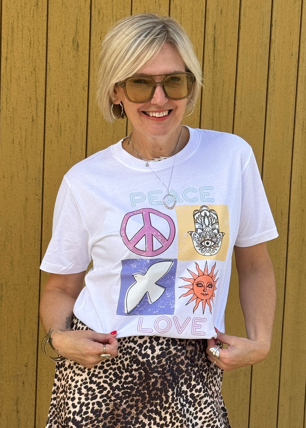 White Peace & Love graphic t shirt