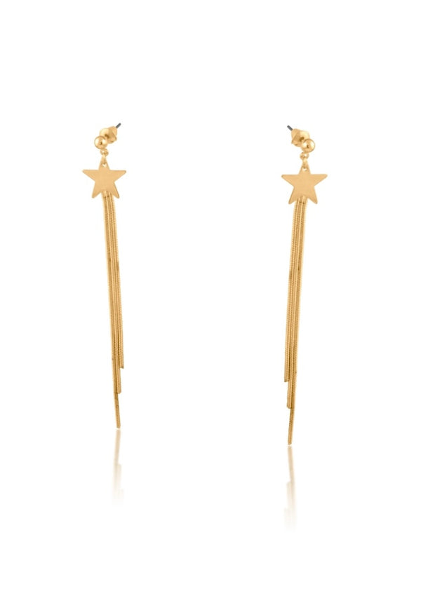 Star dangly chain earrings