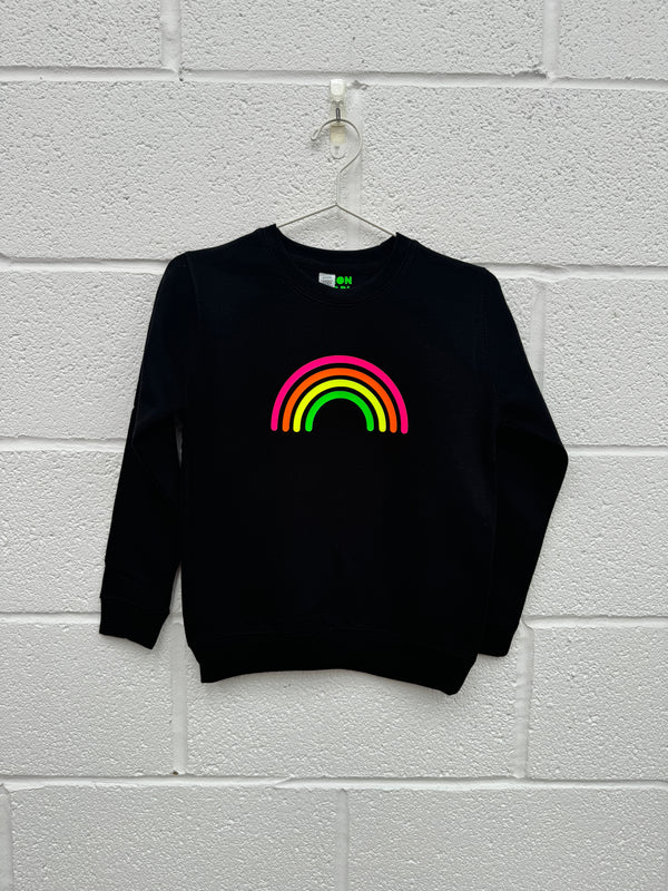 Kids Black MULTI NEON RAINBOW sweatshirt