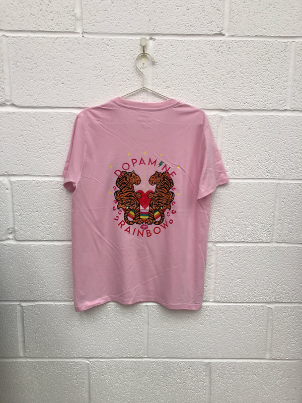 Item 75 Pink DOPAMINE RAINBOW BACK PRINT T-Shirt Size S