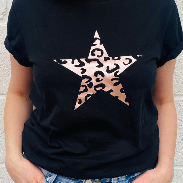 Ladies LEOPARD STAR t shirt