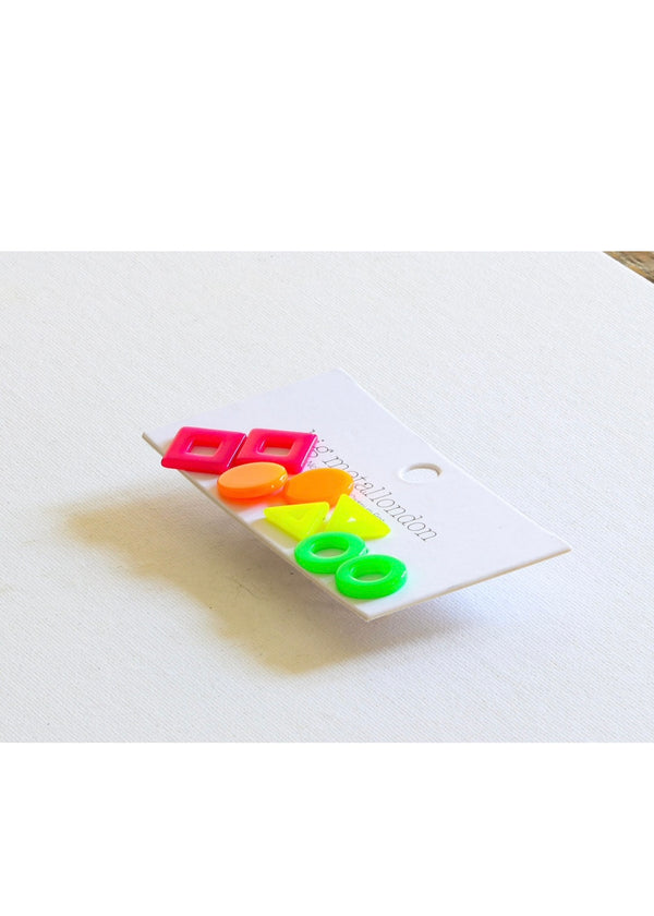 Multi Neon stud earrings