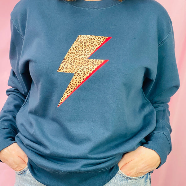 Airforce Blue Leopard Bolt Flash sweatshirt