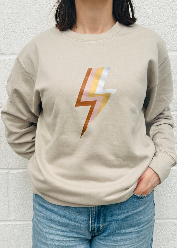 Stone Metallic Rainbow Bolt Sweatshirt