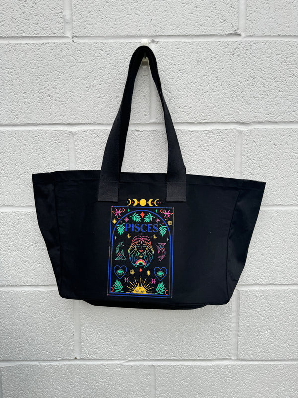 Pisces Rainbow Zodiac Tote Bag