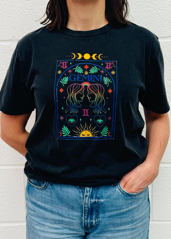 Gemini Rainbow Zodiac star sign t shirt