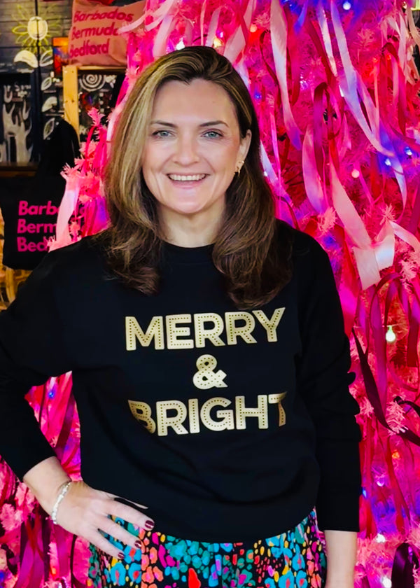 Christmas Black & Gold MERRY & BRIGHT sweatshirt