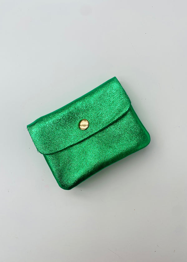 Metallic Green Leather coin purse