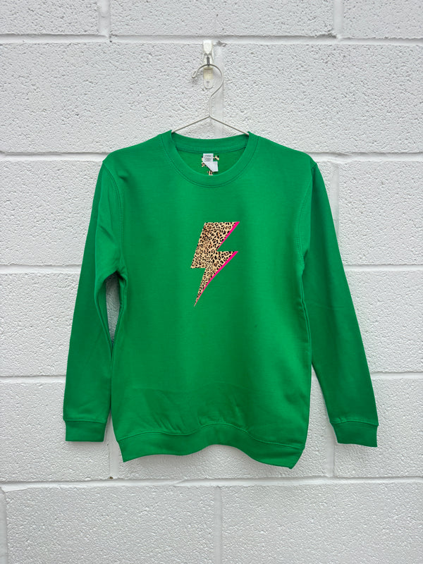 Kids Green Leopard Bolt Flash sweatshirt