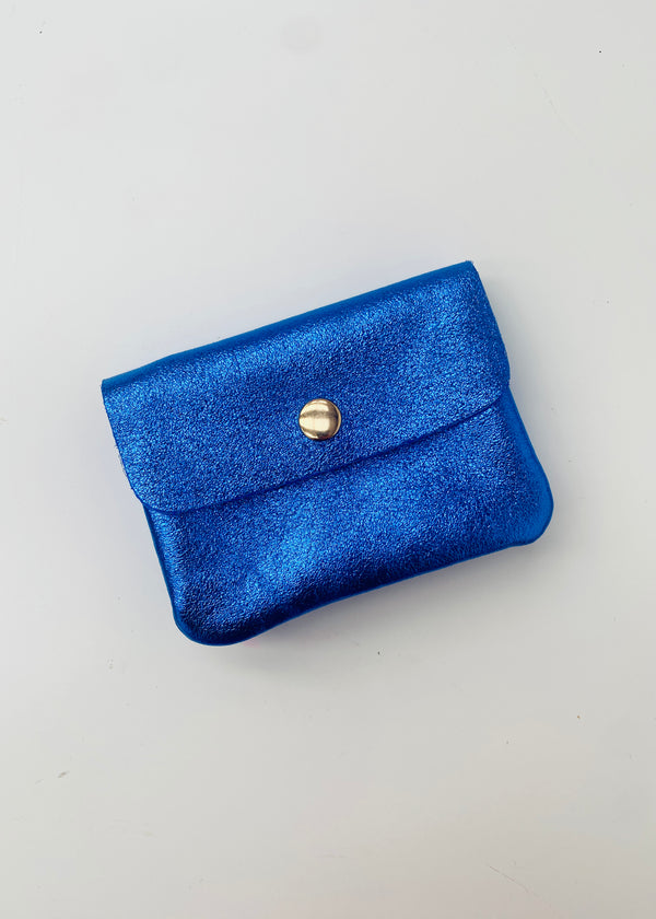 Metallic Royal Blue Leather coin purse