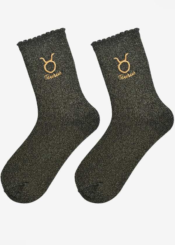 Zodiac Star sign glitter socks