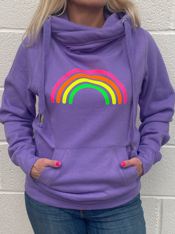 Lilac Multi Neon RAINBOW cowl hoodie