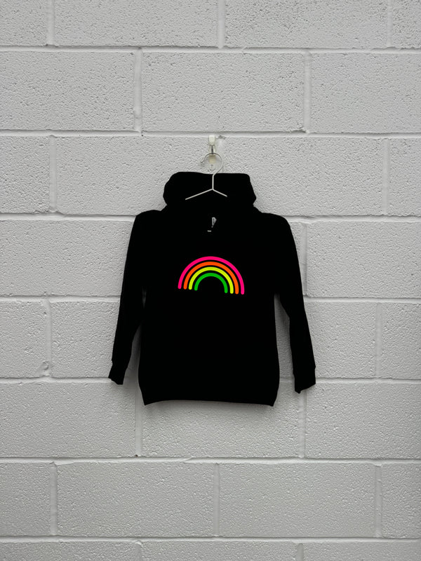 Kids Black MULTI NEON RAINBOW hoodie