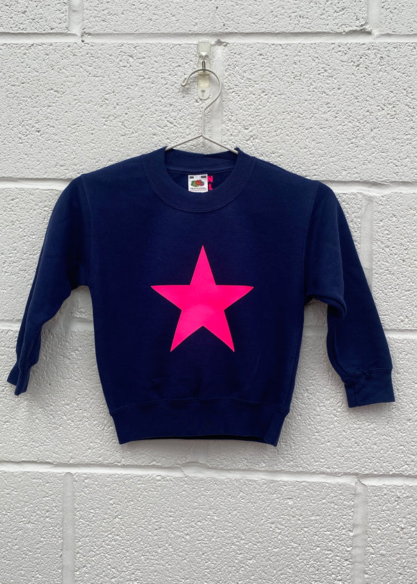 Kids Navy pink Star Sweatshirt