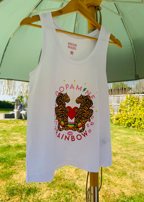 Clearance - White Dopamine Rainbow tank vest