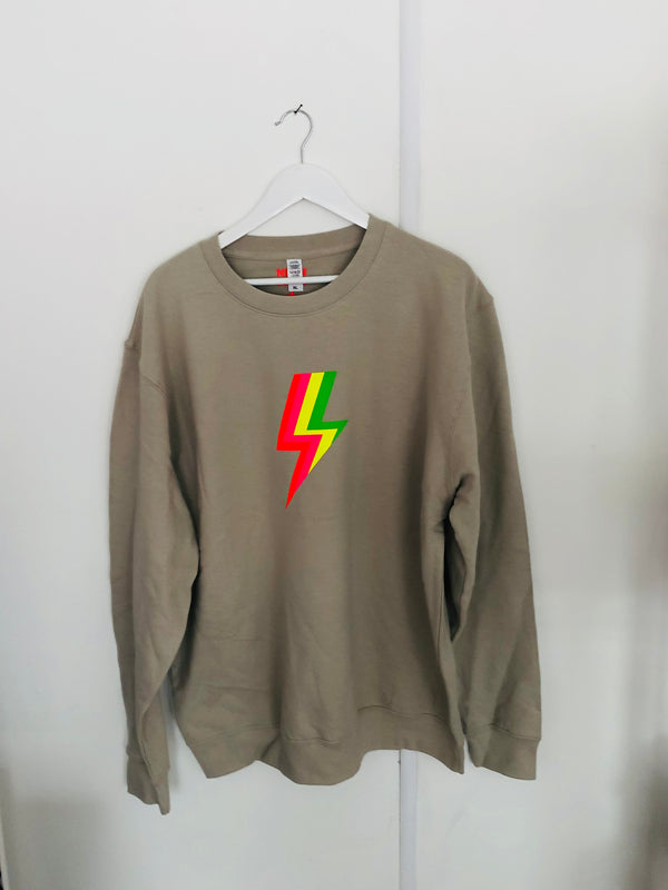 Item 135 Stone NEON RAINBOW BOLT Sweat Size XL