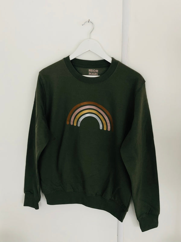 Item 81 Earth Green METALLIC RAINBOW Sweatshirt Size S
