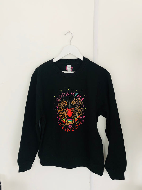 Item 84 Black DOPAMINE RAINBOW Sweatshirt Size M