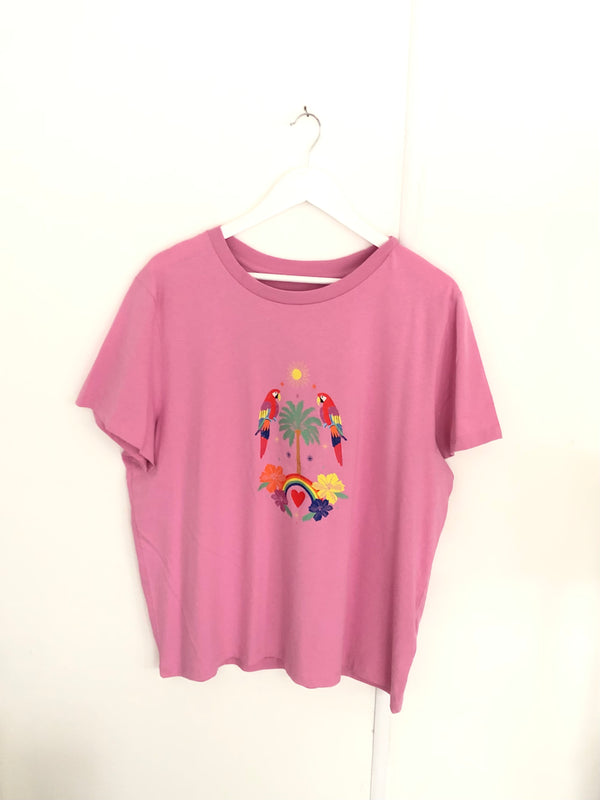 Item 158 Bubblegum Pink TROPICAL RAINBOW T-Shirt Size XXL