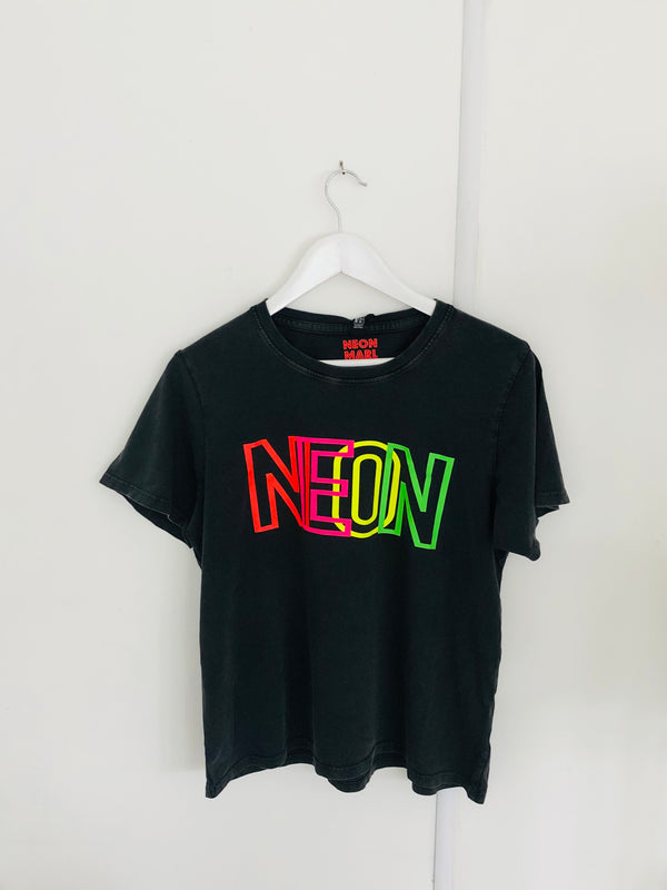 Item 194 Black NEON Stonewash T-Shirt Size XL