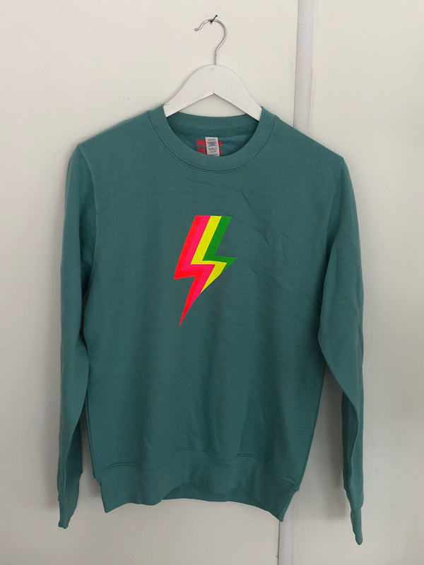 Item 127 Seafoam MULTI NEON BOLT Sweat Size XS
