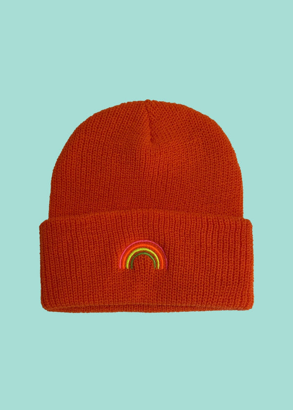 Orange Neon Marl Rainbow beanie hat
