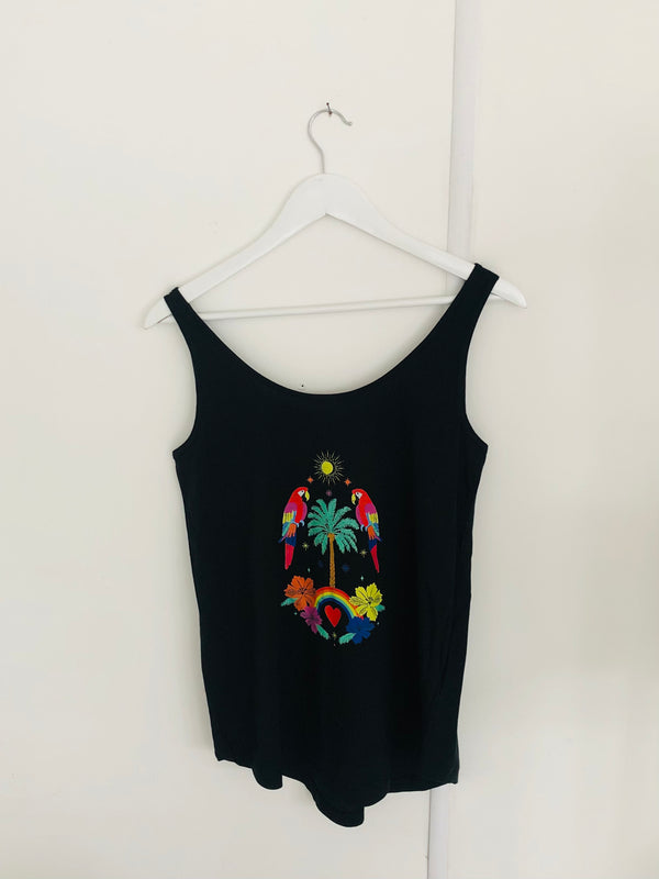 Item 202 Black TROPICAL RAINBOW Vest Size S