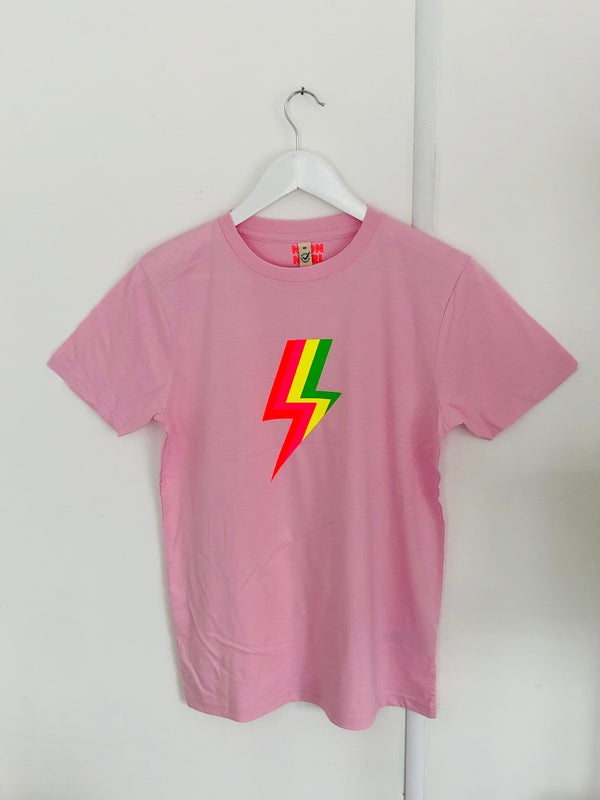 Item 29 Pink RAINBOW BOLT T-Shirt Size XS